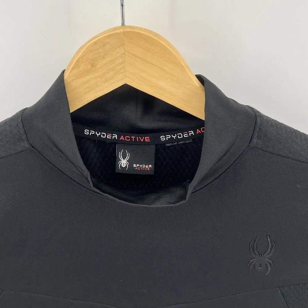SPYDER Performance Long Slv Mock Neck Pullover Top Grayish Black Sz Estimated L